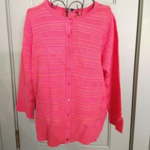 Cable and Gauge Lightweight Cardigan 3/4 Sleeve Lg